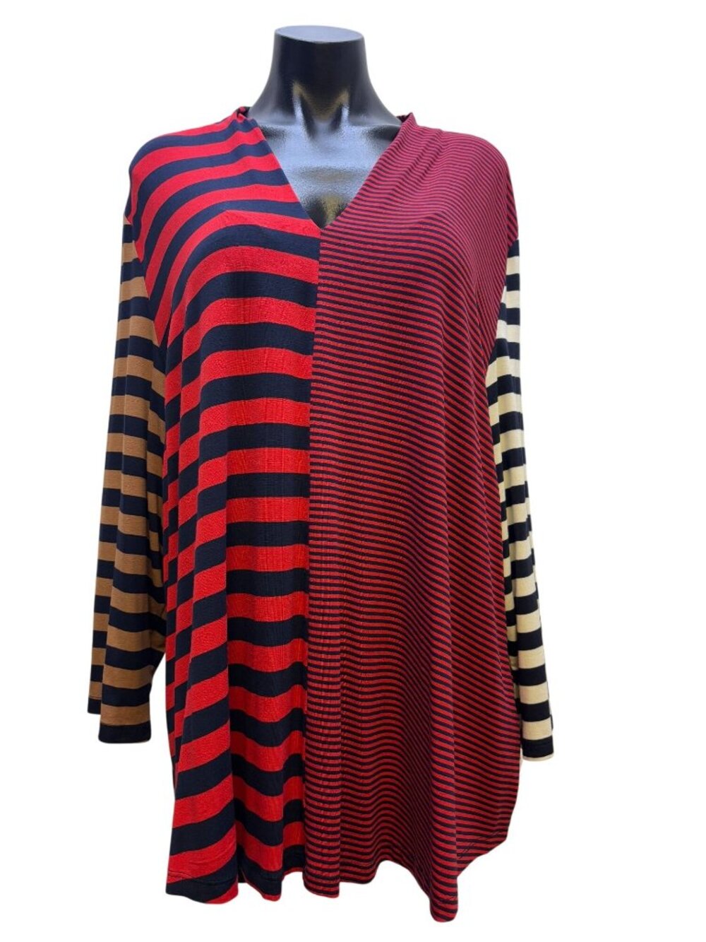 Alembika Womens Striped Multicolor Long Sleeve Tunic Top Size 7 US 16-18
